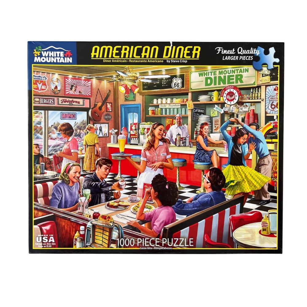 White Mountain American Diner 1000 Piece Jigsaw Puzzle Steve Crisp 1397 Complete